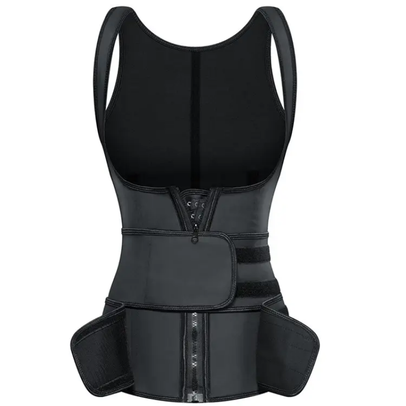 New Fashion 2 Belt Neoprene Waist Trainer with Velcro Sports vest Women zipper Waist Cincher Fat burning corset