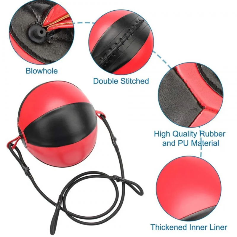 PU Leather Double-End MMA Boxing Ball Training Speed Hanging Punching Ball Suit for Men & Women 