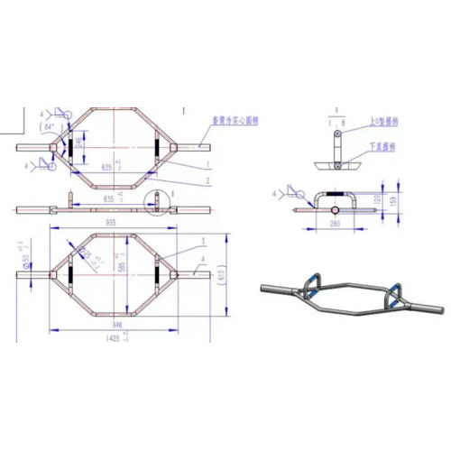 Sleeve Dia 50 mm Handle Dia 25 mm  Hexagon Deadlift Oly Barbell Bar