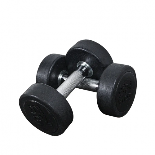 Hot sale Black Rubber Coated gym weightlifting dumbbell set