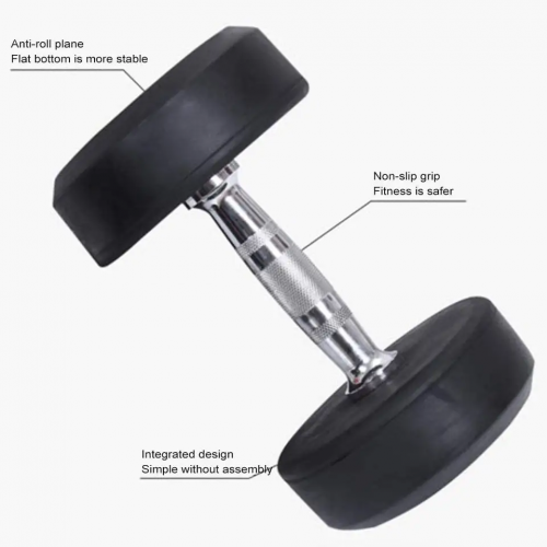 Hot sale Black Rubber Coated gym weightlifting dumbbell set