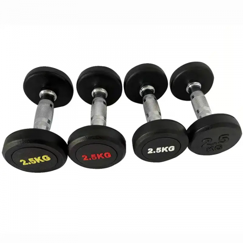 Hot sale Black Rubber Coated gym weightlifting dumbbell set