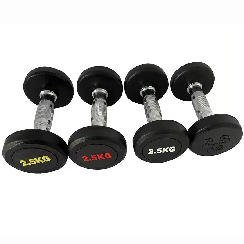 Hot sale Black Rubber Coated gym weightlifting dumbbell set 