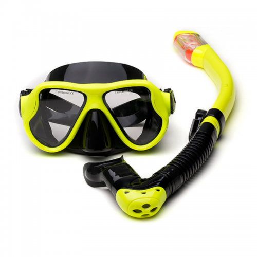 Silica gel tempered glass learning to swim free diving adult snorkeling two-piece snorkeling mask breathing tube set