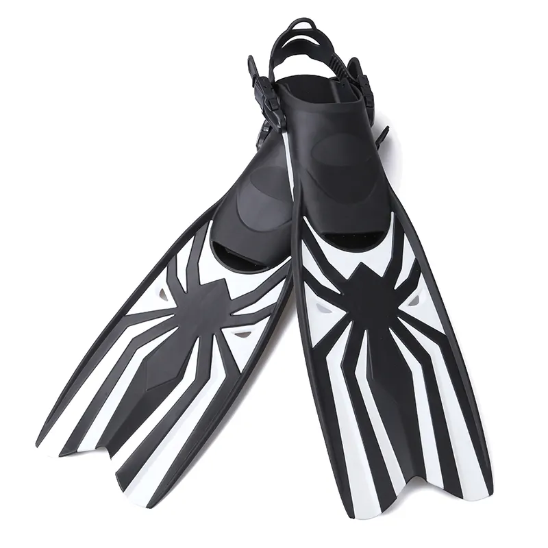 Spider pattern open heel adjustable adult swim free dive lung in long webbed frog shoes