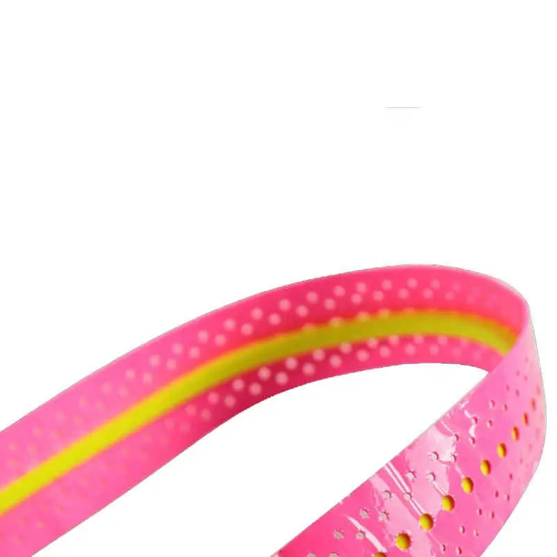 Double color perforated hand rubber badminton racket 