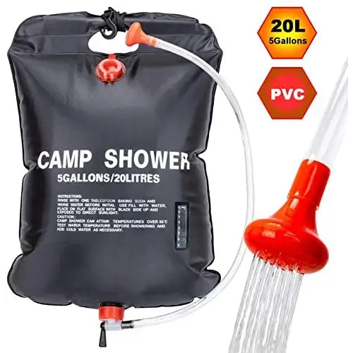 Camping Shower Bag 5 gallons / 20L Portable solar heating Shower Bag for Outdoor Camping Traveling Hiking Summer