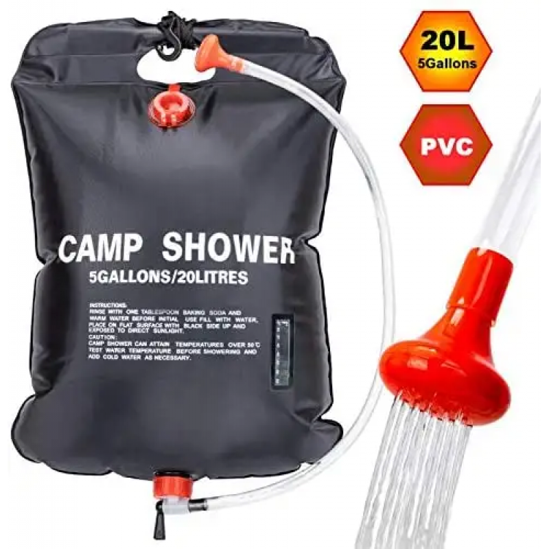 Camping Shower Bag 5 gallons / 20L Portable solar heating Shower Bag for Outdoor Camping Traveling Hiking Summer