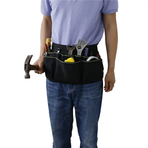 Hot Selling Multi-function Durable 12 Pockets 900D Oxford Yellow Edge Waist Tool Bag With Adjustable Waist Belt 