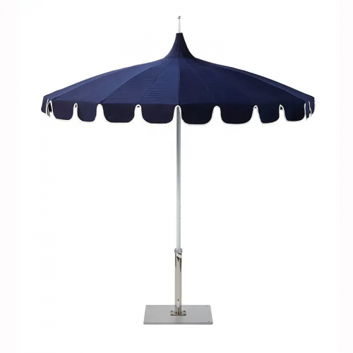 LOGO custom outdoor seaside blue pagoda tassel 24 bone outdoor polyester beach umbrella