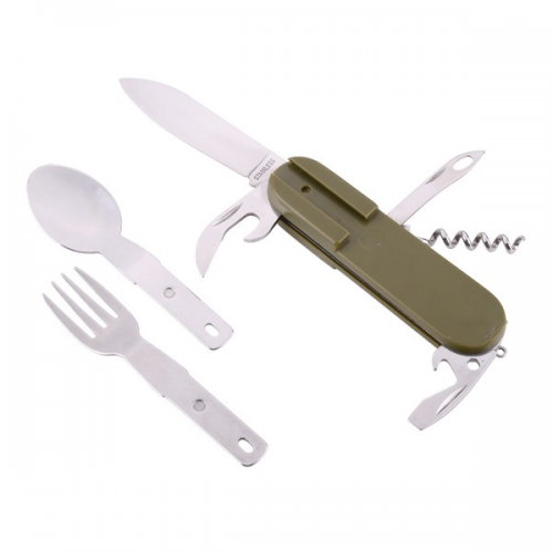 Camping tableware stainless steel knives forks and spoons picnic tools foreign trade original single outdoor supplies multifunctional folding tableware