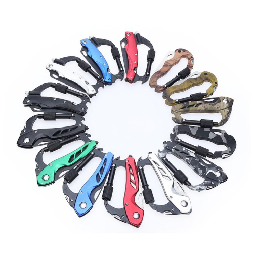 Multi-functional carabiner camping supplies multi-purpose with LED light multi-functional D-type outdoor carabiner