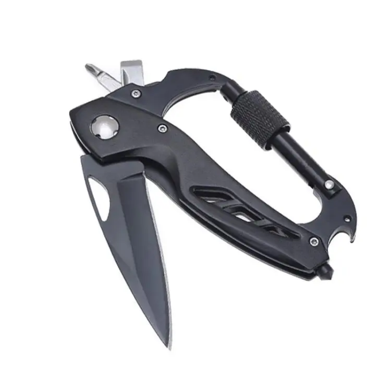 Multi-functional carabiner camping supplies multi-purpose with LED light multi-functional D-type outdoor carabiner