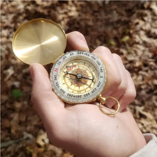 Manufacturers wholesale G50F clamshell pure copper outdoor compass enhanced luminous multifunctional compass high-end pocket watch