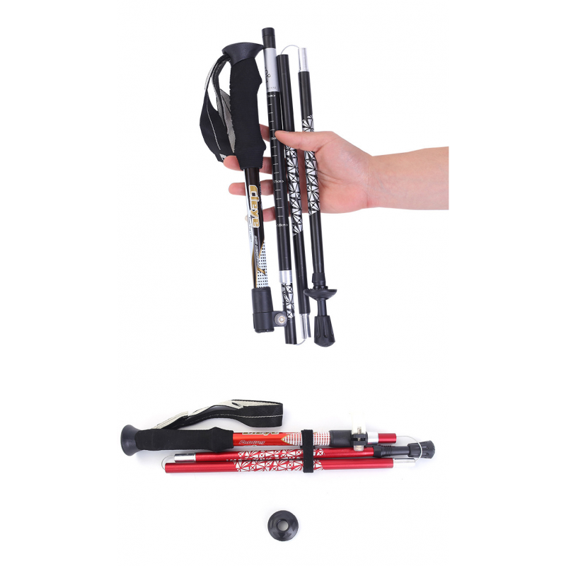 Folding alpenstock aluminum folding rod extended handle multi-functional cane spot five crutches 