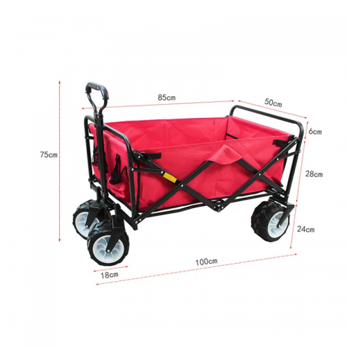 Outdoor camping folding portable four-wheel trolley car convenient and adjustable camper