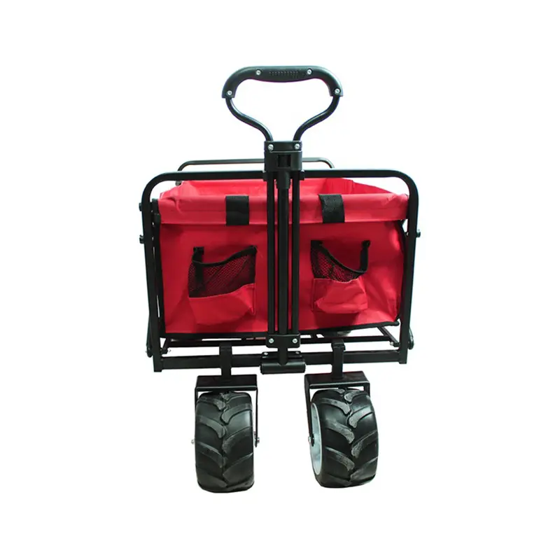 Outdoor camping folding portable four-wheel trolley car convenient and adjustable camper 