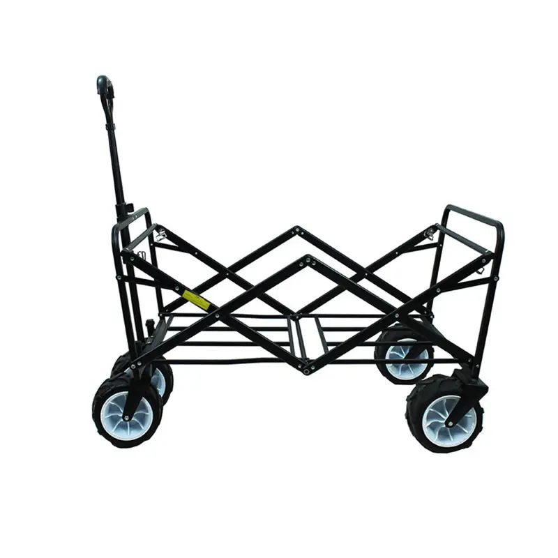 Outdoor camping folding portable four-wheel trolley car convenient and adjustable camper 