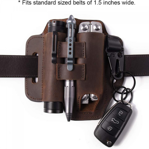 Outdoor camping tool EDC tactical leather case flashlight case leather multi-functional edc knife case