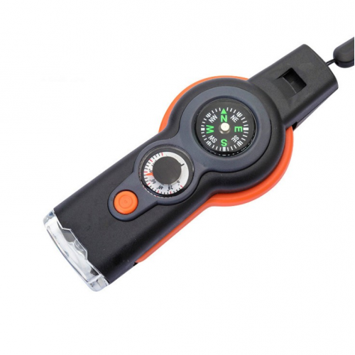 Seven-in-one Outdoor Rescue Survival Camping Portable Multifunctional Survival Whistle with Compass