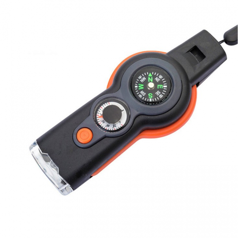 Seven-in-one Outdoor Rescue Survival Camping Portable Multifunctional Survival Whistle with Compass 