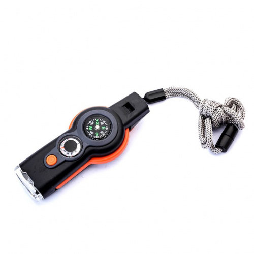 Seven-in-one Outdoor Rescue Survival Camping Portable Multifunctional Survival Whistle with Compass