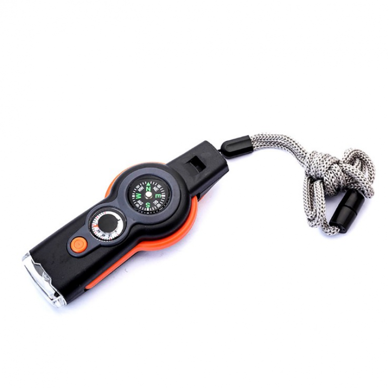 Seven-in-one Outdoor Rescue Survival Camping Portable Multifunctional Survival Whistle with Compass 