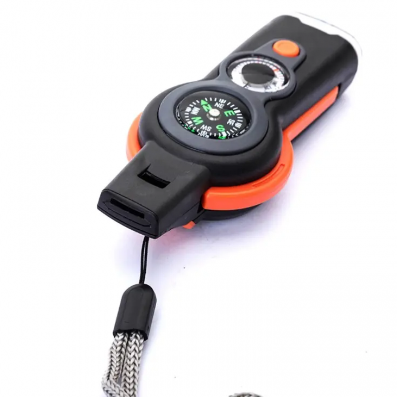 Seven-in-one Outdoor Rescue Survival Camping Portable Multifunctional Survival Whistle with Compass