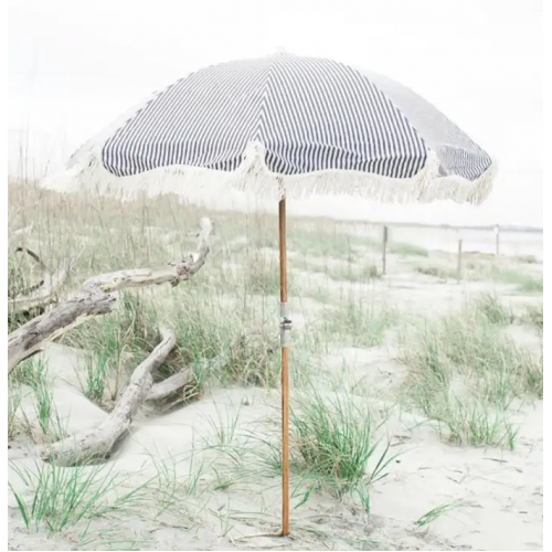 Outdoor seaside windproof water-splashing-proof tassel wooden rod sunshade logo customization