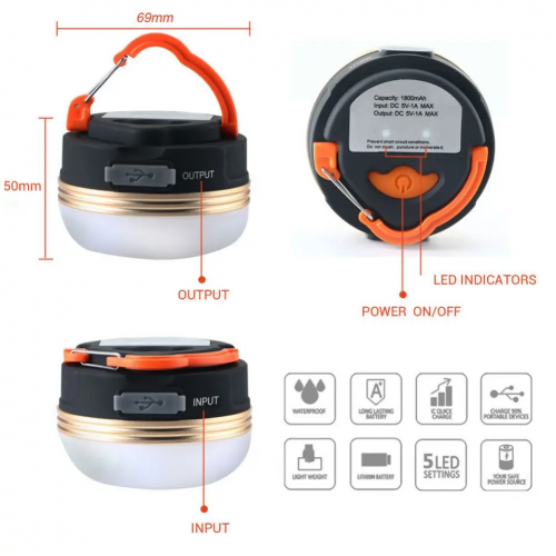 Outdoor Camping LED ultra-bright multifunctional USB rechargeable camping lamp