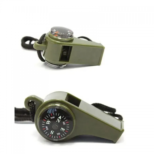 Multifunctional Outdoor Camping Whistle Compass with 7 Functions Compass with Thermometer