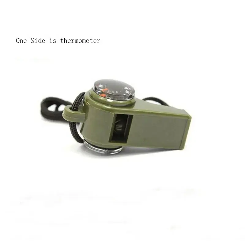 Multifunctional Outdoor Camping Whistle Compass with 7 Functions Compass with Thermometer 