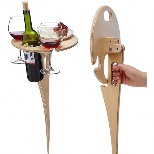 Wooden Lawn Folding Wine Rack Inserted Wine Rack Outdoor Picnic Camping Wine Rack Folding Table Wooden Crafts