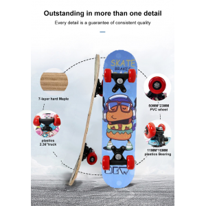 Maple Cartoon Skateboard Double Concave Board Four-wheel Longboard Deck Skateboard For Children 