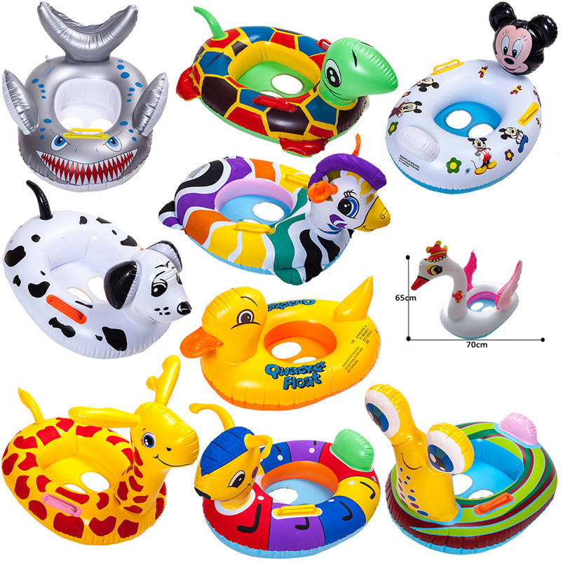 PVC Sit In Swimming Cute Air inflation Pool Float Car Seat Boat Riding Swimming Ring For Children 