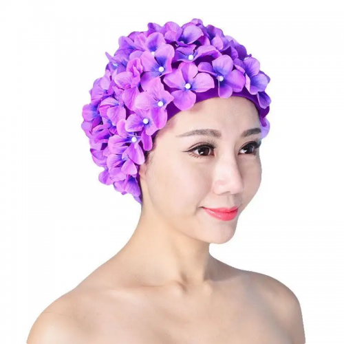 New handmade flower swimming cap adult European and American fashion swimming cap petal hair care swimming cap