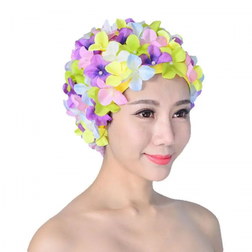 New handmade flower swimming cap adult European and American fashion swimming cap petal hair care swimming cap