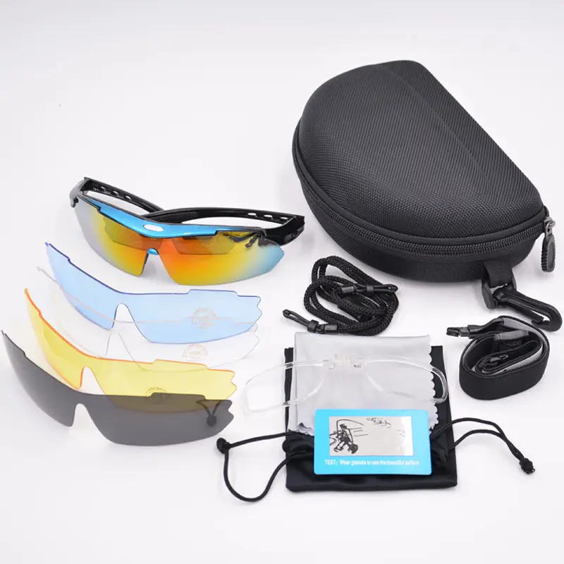 Three groups of lens cycling glasses bicycle nearsighted glasses outdoor sports windproof glasses/three pieces of glasses PC