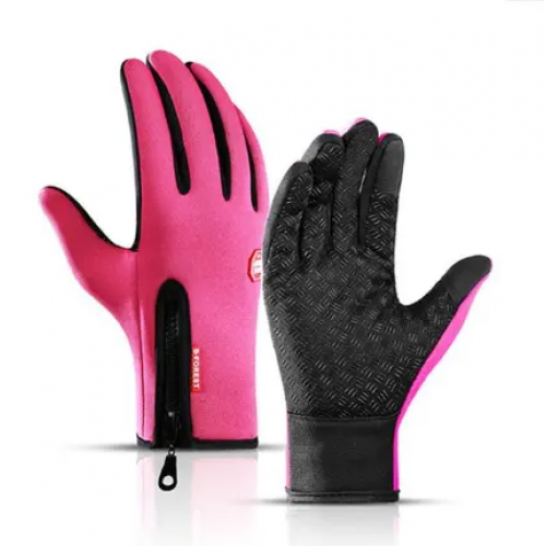 Outdoor Sports Autumn winter ladies anti-splash water windproof warm gloves cycling touch screen zipper ski gloves male